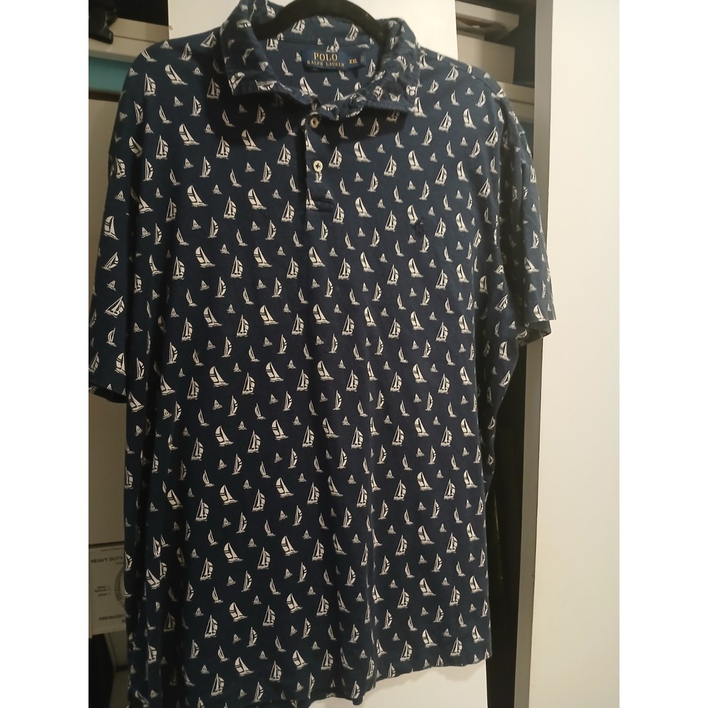 Polo Ralph Lauren Sailboat Shirt Men's XXl Button-Down Blue Preppy Short Sleeve